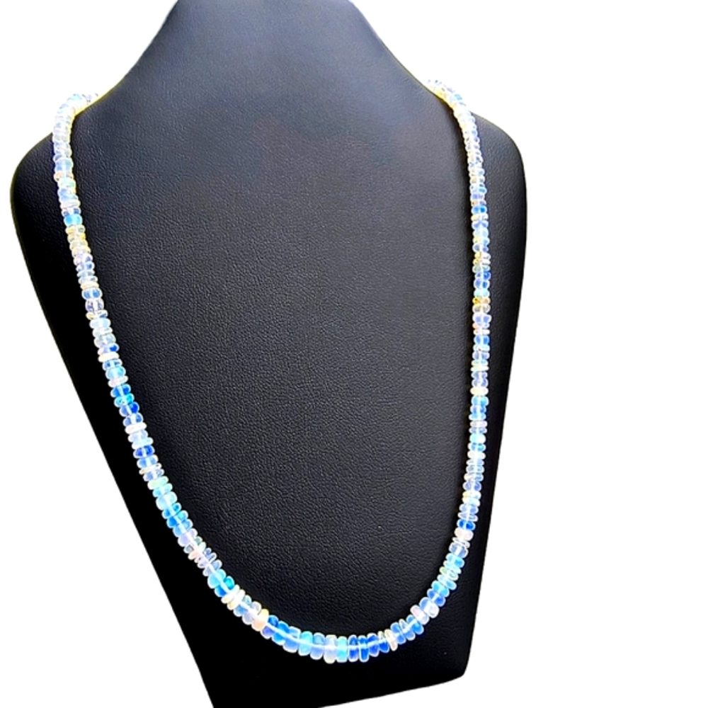 Genuine Ethiopian Opal & Sterling Silver Necklace - Picture 4 of 7